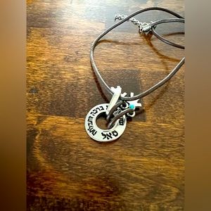 Beautiful necklace with Hebrew text, message is Blessings of plenty and success
